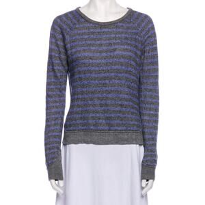 T By Alexander Wang Gray & Blue Striped Scoop Neck Sweatshirt Women's Medium